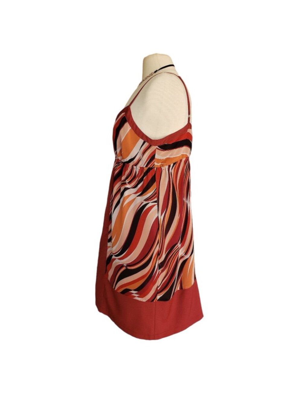 VTG Elle Womens L Sundress Burnt Orange Empire Boho Waist Earthly Hippie - Picture 4 of 7